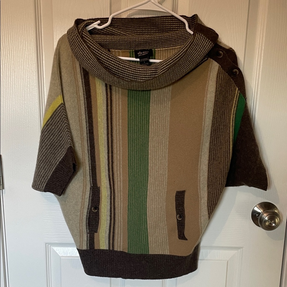 Ella Moss Multicolor Striped Cashmere Turtleneck Sweater